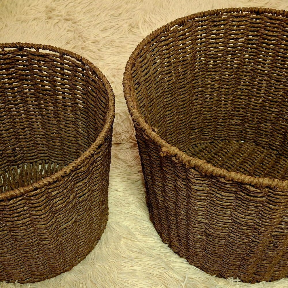 Brown Soft Wicker Storage Baskets (Set of 2)